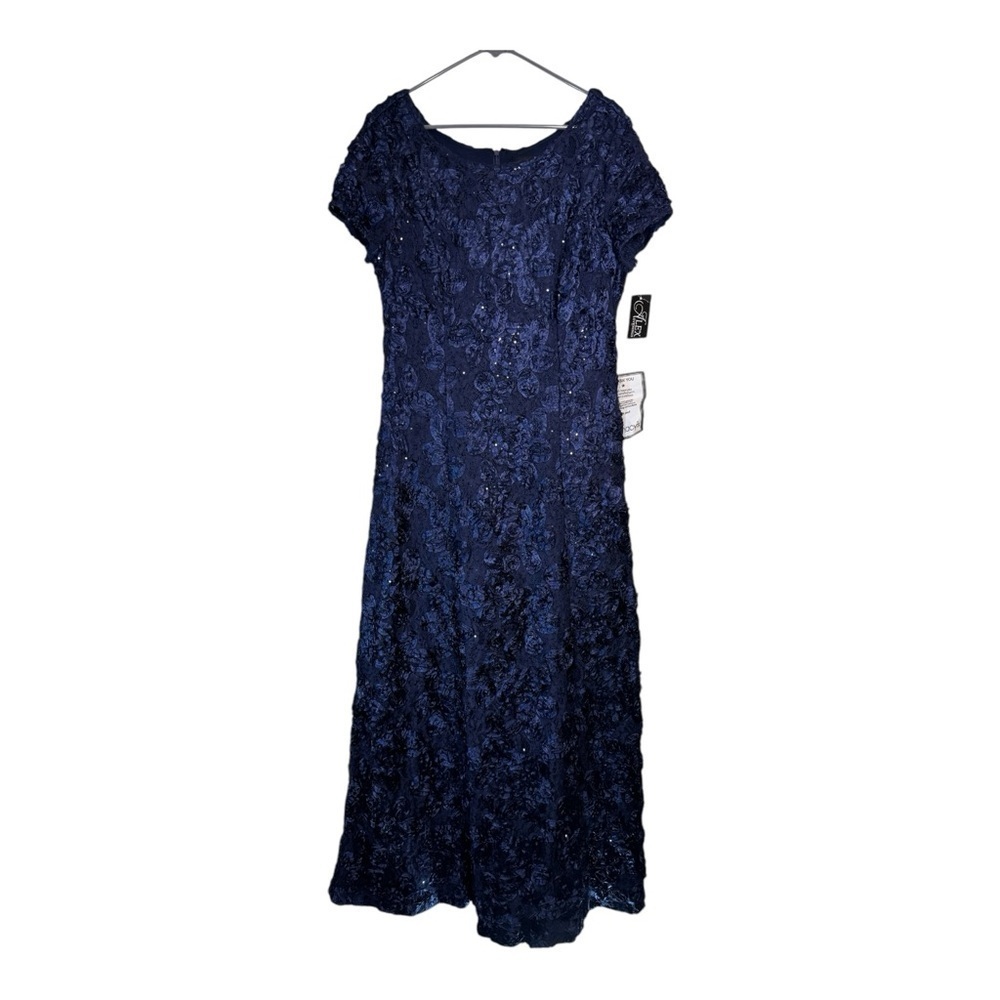 Alex Evenings Embellished Lace A-Line Evening Gown in Navy NWT - Picture 2 of 8